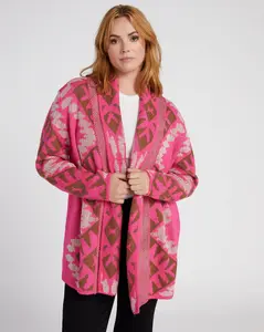 Plus Size Shawl Collar Aztec Print Cardigan