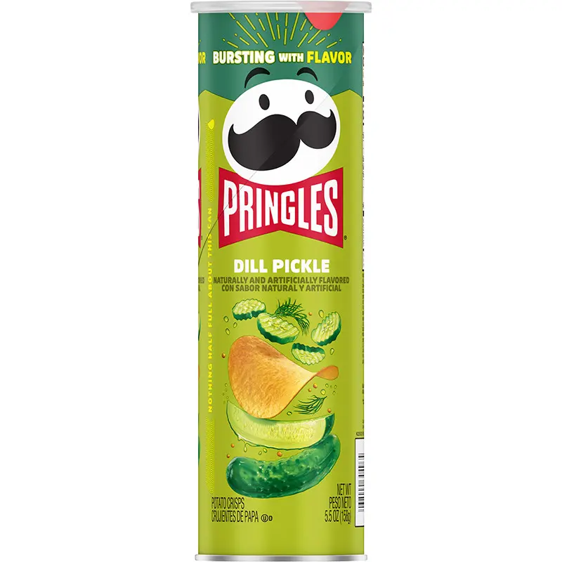 3x Pringles Tangy Dill Pickle Crispy Potato Chips - 5.5oz Tub Canisters, Salted Flavor, Cholesterol-Free, Ambient, Party Snacks for Watch Party & Picnic, Lunchbox Grab-Go Treat, Wholesale Bulk Pack, Crunchy Snack