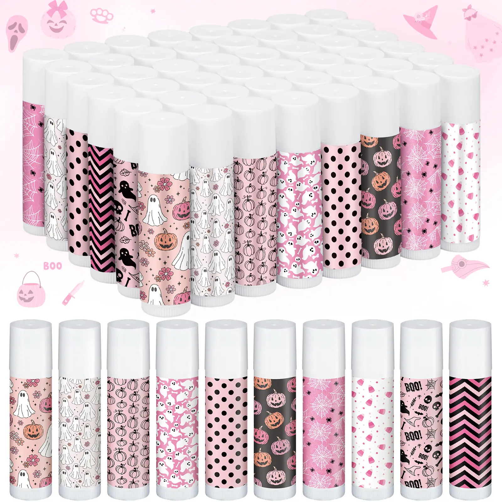 Halloween Lip Balms Gifts Halloween Party Favors for Adults A Little Boo Is Almost Due Baby Shower Favors Lip Balms Bulk for Gender Reveal Souvenirs Game Prize Basket Filler Small Thank You Gift for Women Men Coworker Employee Teacher Nurse Staff