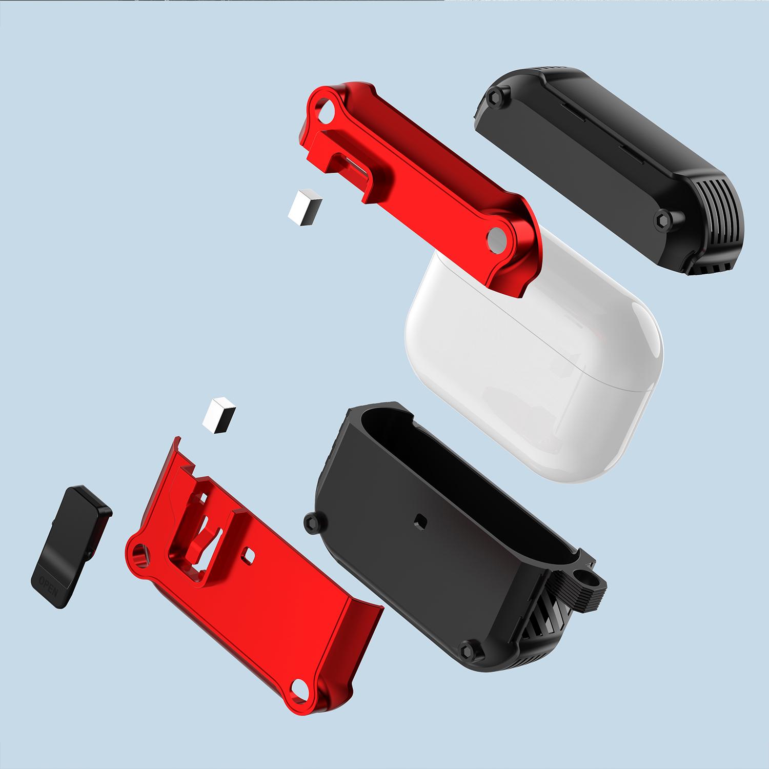 Secure Lock AirPods Case with Carabiner, Military-Grade Shockproof Protective Cover for AirPods Pro 2/1, AirPods 3/2/1