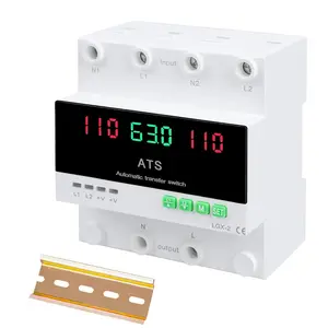 63A 110V CE Certified ATS - Automatic or Manual Switching, L1 Priority Phase Selector, LED Display, Din Rail Mount, 50/60Hz, Comprehensive Protection, Easy Installation for Data Centers, Commercial & Industrial Buildings, Generator, Inverter, Public Power
