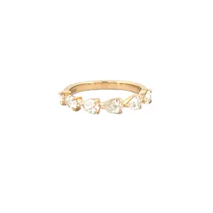14K Gold Pear Shape 3MM Diamond Band