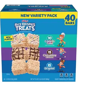 Kellogg's Rice Krispies Treats Squares Variety Pack 40 ct. - Confetti Cake, Chocolatey Drizzle, Original - Crispy Marshmallow Snack