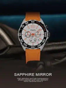 OLES brand men's watch, fashionable and casual Modern Fashionable Wristwatch multifunctional timing watch, Quartz Analog Watch, stainless steel silicone men's quartz watch with waterproof night light calendar, accessories and gifts