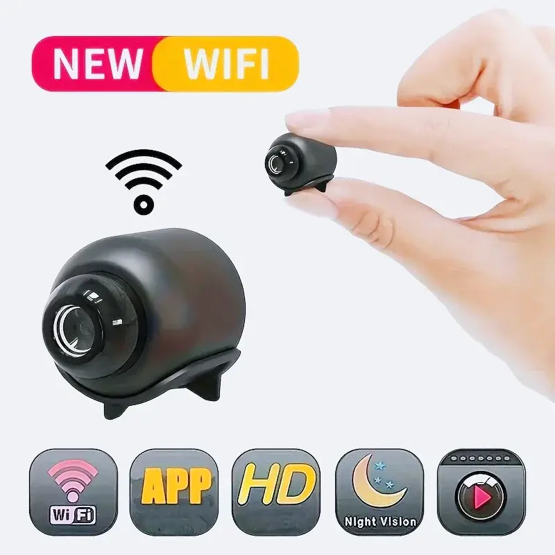 Mini 1080P HD WiFi Camera Security, Indoor IP Cam with Night Vision, Audio Video Recorder for Baby Monitoring & Safety Surveillance
