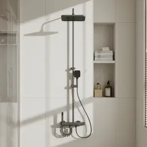 FUFU&GAGA 4-Mode Rain Shower System with LED Digital Display, Wall Mounted Shower Faucet Set, 1/2 NPT US Standard