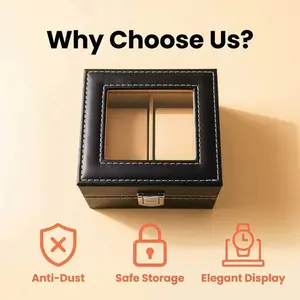 Luxury Leather Watch Storage Box, 2 Compartments, Portable & Secure, Ideal Gift for Husband, Father, Boyfriend, Elegant Design