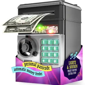 Piggy Bank for Boys Adults,Electronic ATM Coin Cash Bank with Password Code Lock and Auto Grab Bill Slot, Large Capacity Coin Bank Money Jar for Adults, Designed for All US Coins,Capacity 10000+