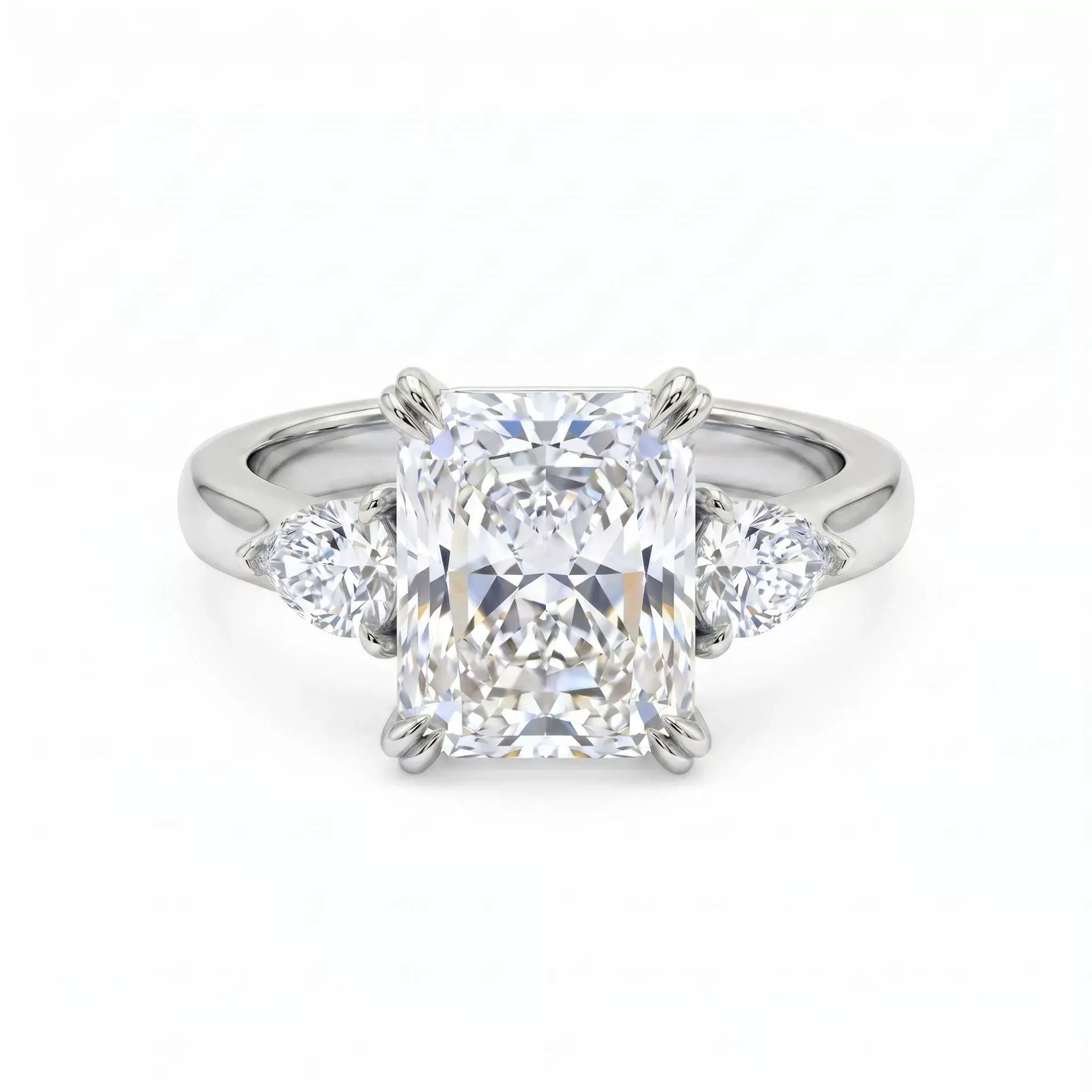 Loysun 18K Thick Gold-Plated Sparkling 3-Stone CZ Ring, Trendy Women's Artificial Gemstone Jewelry, Ideal for Engagement & Anniversary Gifting
