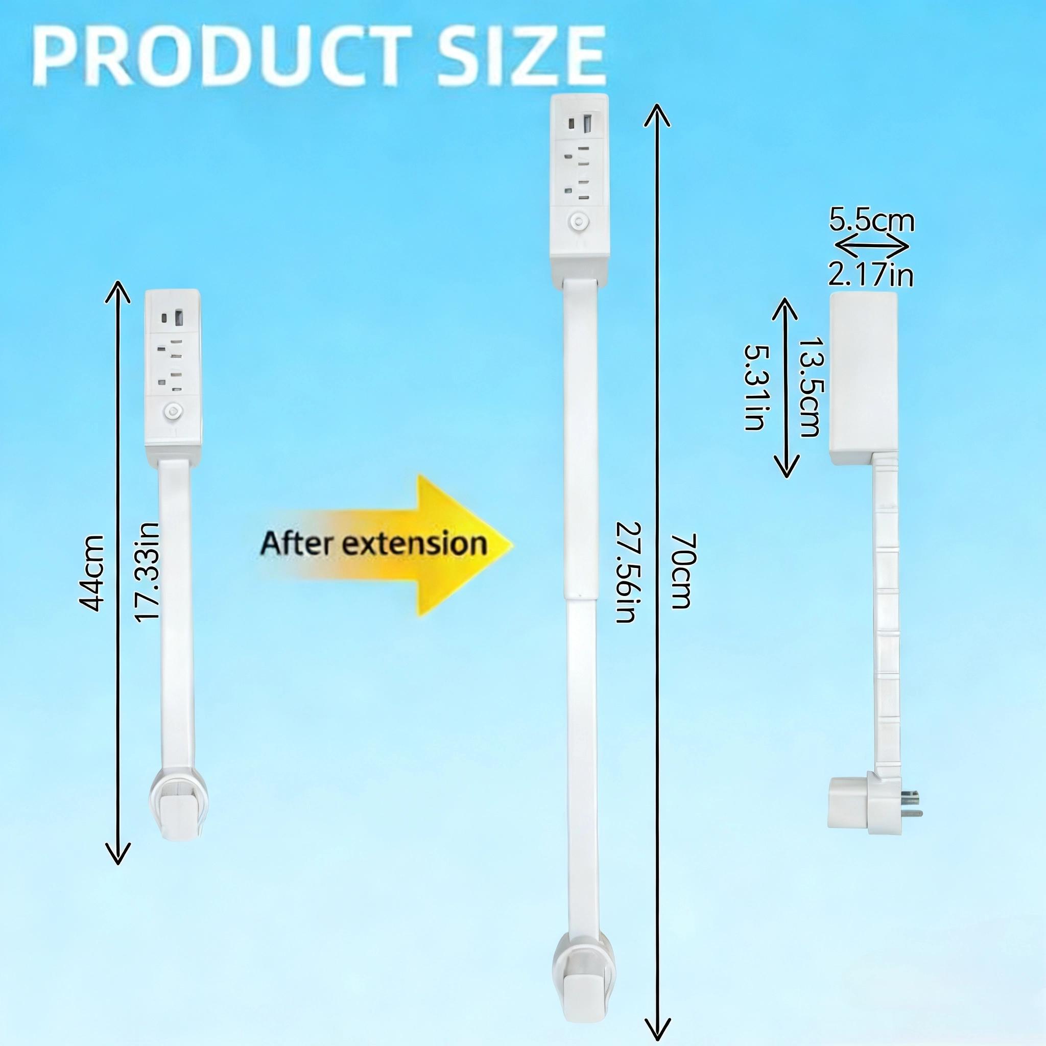 surge protector Outlet Extender Outlet electrical  Mountable Multi Plug Wall Outlet, with USB-A  USB-C & 2 AC, Extendable 22-34" Rotatable 180°  Surge Protector Power Strip,UL-certified power  cord,ideal for behind furniture in home/office