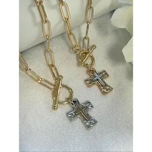 Vintage  Cross Pendant Necklace, Dainty Cross Necklace, Fashion Jewelry for Party, Daily Clothing Decor, Trendy All-match & Exquisite Jewelry for Birthday Gift