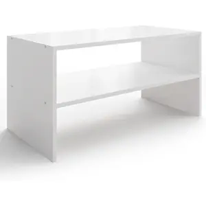 2-Tier Stackable White Shoe Rack, Wooden 2-Shelf Shoe Organizer Freestanding Shoe Storage Stand for 6-9 Pairs,  for Closet, Entryway, Office Use - Modern White