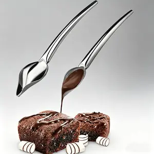 1 Stainless Steel Chocolate Spoon – Elegant Metal Finish, Durable and Easy-to-Clean Design; Ideal for Mixing Chocolate, Decorating Cakes, and Serving Desserts – Perfect for Baking and Serving.