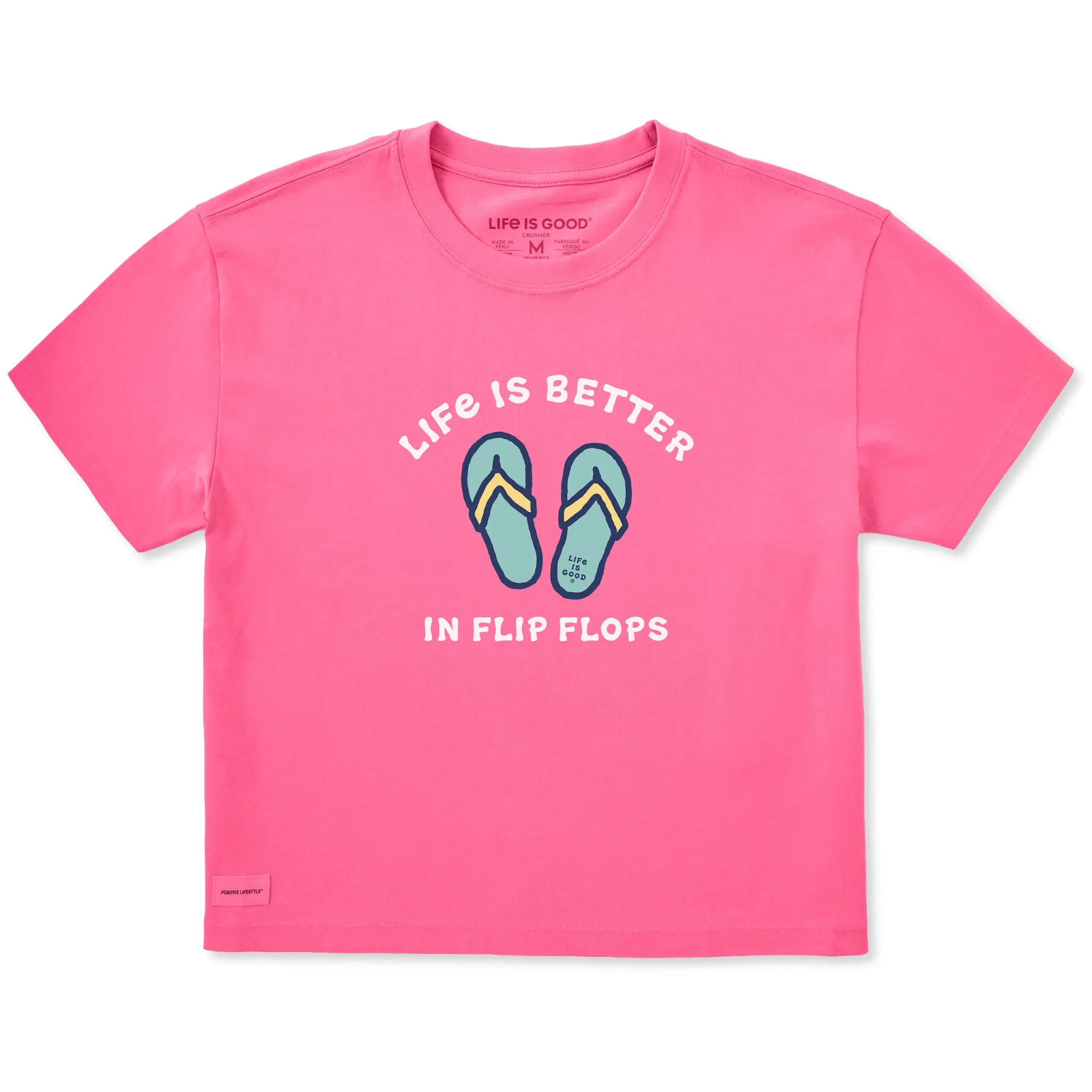 Women's Life is Better in Flip Flops Short Sleeve Crusher Boxy Tee