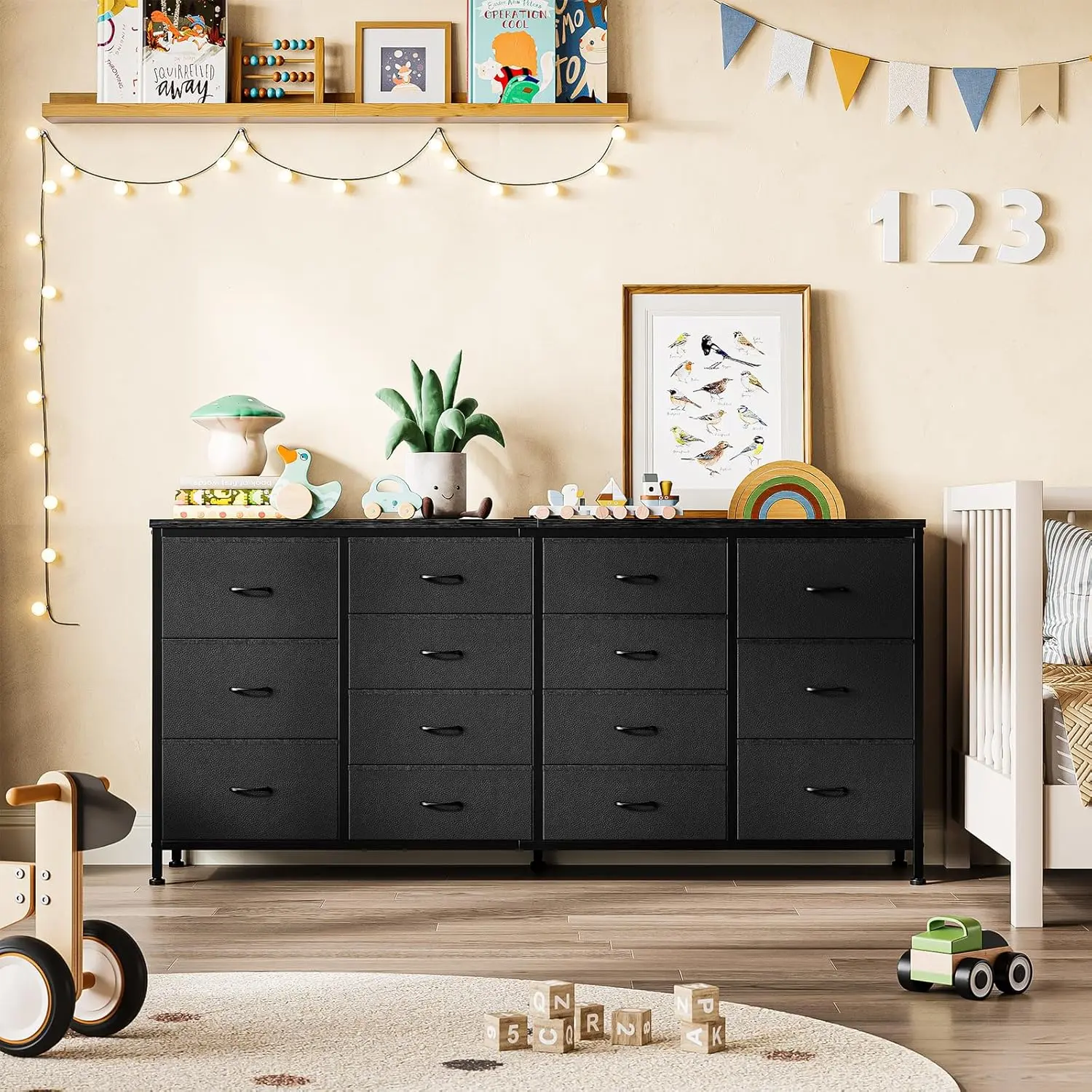 14 Drawer Dresser, 63 Inch Black Fabric Dresser TV Stand with Power Outlet for 65 70 75 Inch TV, Long Entertainment Center for Bedroom, Closet, Living Room, Entryway - TikTok Shop 14 Drawer Dresser, 63 Inch Black Fabric Dresser TV Stand with Power Outlet for 65 70 75 Inch TV, Long Entertainment Center for Bedroom, Closet, Living Room, Entryway - TikTok Shop