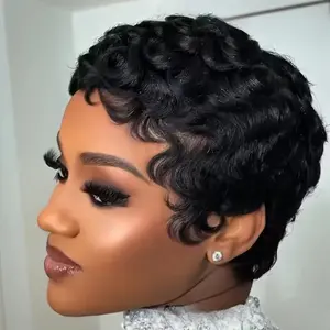 OPQHAIR Short Loose Curly Wig Rose Net Cap Full Machine Made, Black Color, Suitable for Holiday and Party Wear