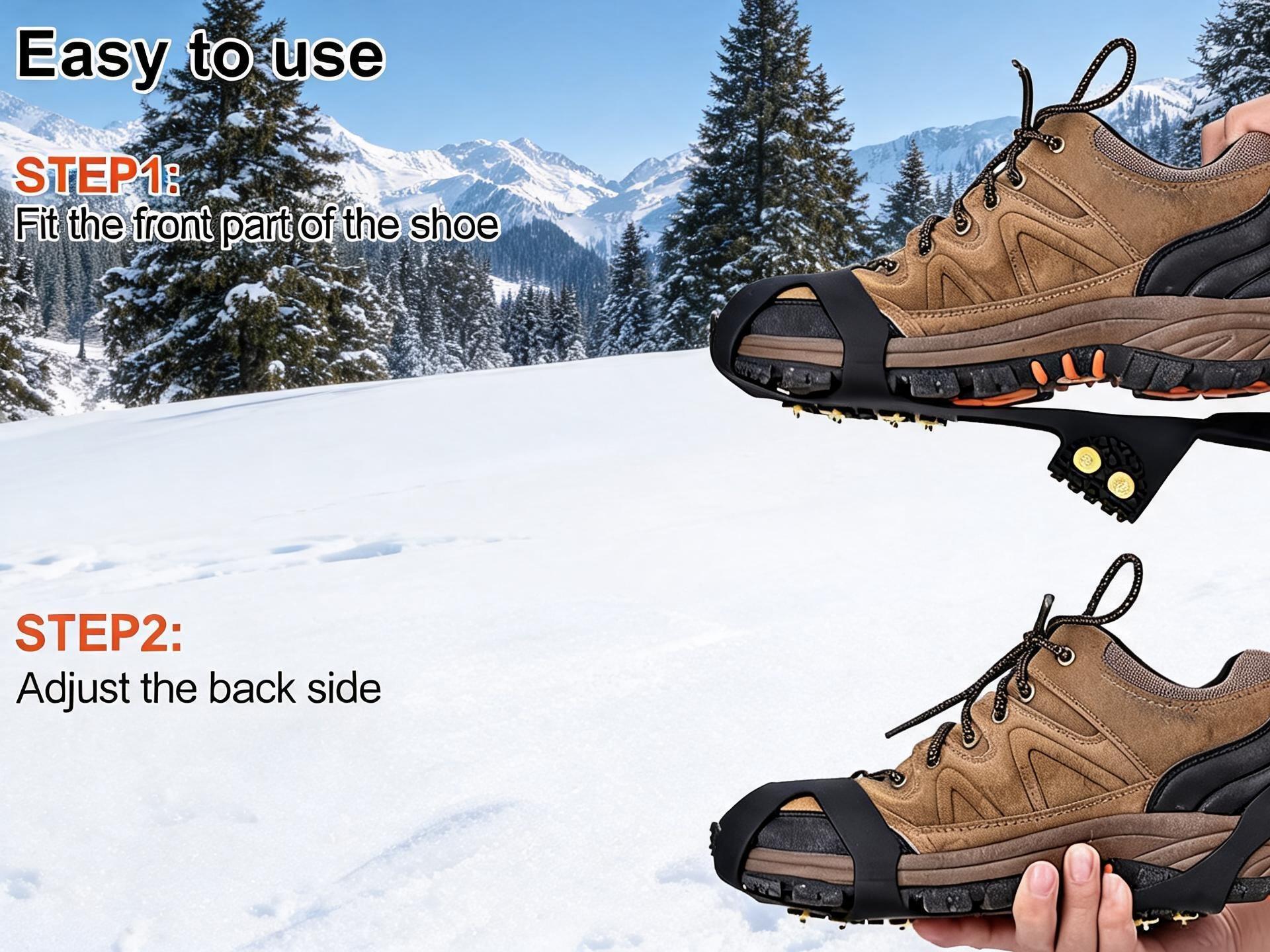 Portable Ice Cleats for Winter Sports,Ice Snow Anti-Slip Cleats, Stretch Over-Shoe Traction Spikes for Winter Shoes and Boots
