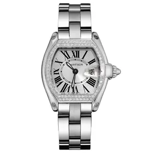 Cartier Ladies Quartz Watch W62016V3 White Dial Stainless Steel with Aftermarket Diamonds 37 × 28mm WHT031060