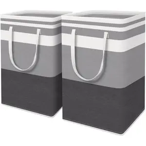 75L Large Freestanding Laundry Hampers (2-Pack) - Waterproof Collapsible Baskets with Reinforced Handles, Foldable Storage Bins for Bedroom, Laundry Room