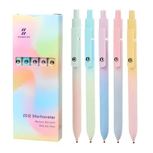 Multicolor color Press Type Quick Drying Carbon Pen, 5Pcs Press Rainbow Gel Pen for Joumaling, Gel Pen & Highlighter Pen Set,Office Accessories, Mini School Supplies, Stationary Supplies,Gifts for Students
