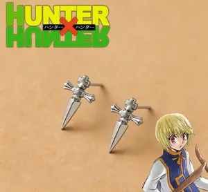 Kurapika Scarlet Eyes Stud Earrings, Hunter x Hunter Anime Red Zircon Ear Studs, Unisex Jewelry for Fans