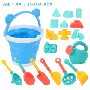 Outdoor Beach Sand Folding Bucket Toy Set, Fun Pretend Play Creativity Digging Water Sea Tools, Portable Summer Beach Water Play