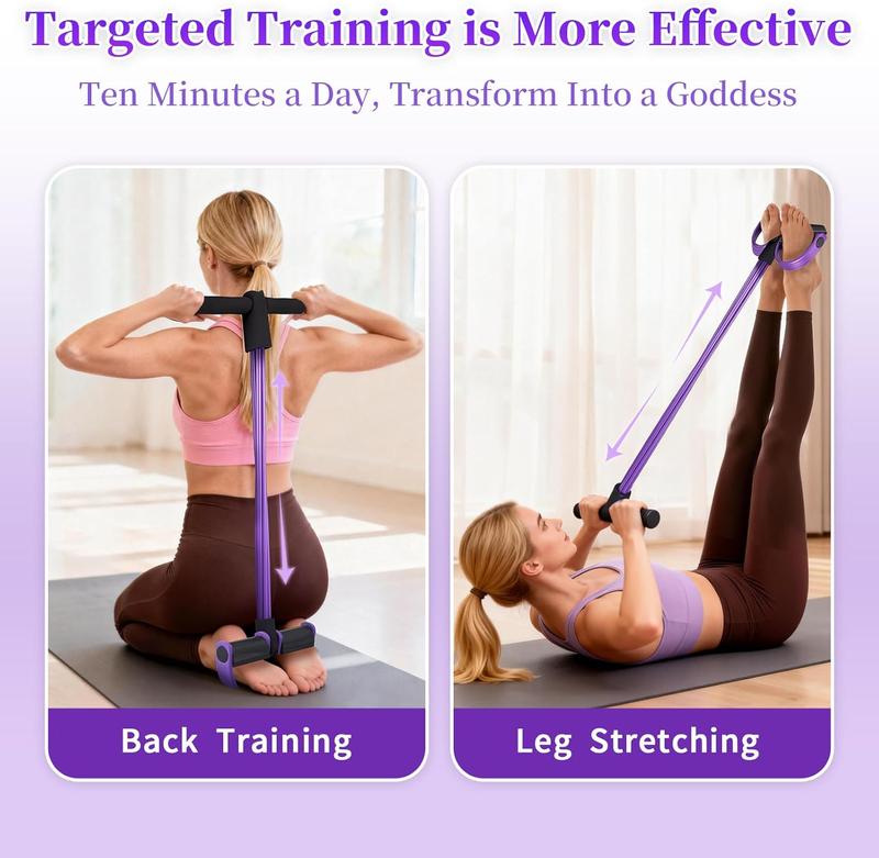 Multifunction Tension Rope, 6-Tube Elastic Yoga Pedal Puller Resistance Band, Natural Latex Tension Rope Fitness Equipment, for Abdomen/Waist/Arm/Leg Stretching Slimming Training (Purple)