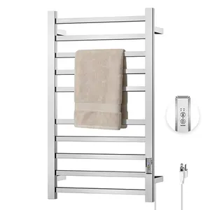 Towel Warmer Rack for Bathroom, Wall Mounted Electric Hot Towel Warmer, 2/4H Time, Plug in, Brushed Nickel