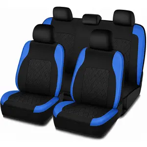 Universal 5-seater seat cover for all seasons, PU leather car seat protector, suitable for most cars, trucks, vans, SUVs, airbag compatible, car display, car interior upgrade, essential car accessories