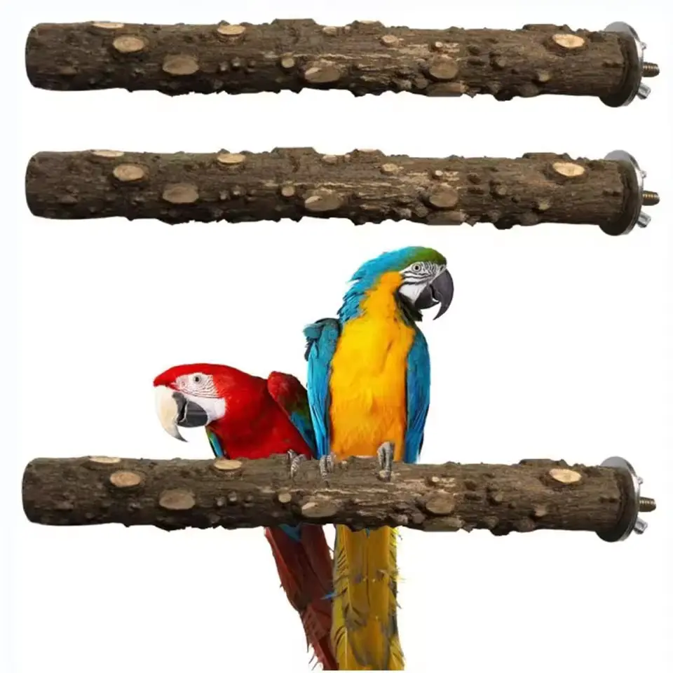 Natural Solid Wood Bird Perch, Ideal for Parrots and Small Birds, Durable Hanging Toy, Vertical Claw Grind Rod, Essential Cage Accessory