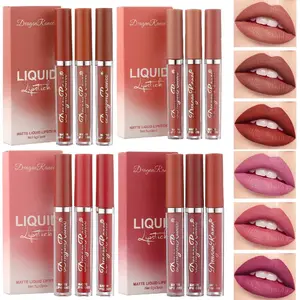 DragonRanee 1 box 3-pieces Matte Liquid Lipstick Set Long-Lasting Non-Drying Lip Gloss Trio in Multicolor Shades for Everyday Wear or Special Occasions Lightweight Pigment Waterproof Smudge-Proof Transfer-Resistant
