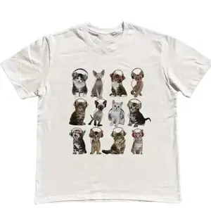 Cats HeadPhone T-Shirt, Unisex Vintage Graphic Tees Gothic Grunge Y2k Emo Scene Amity Affliction Style Clothes Men Women Streetwear