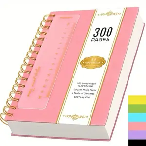 School Work Journal Notebook A5 300 Lined Pages 100Gsm Thick Paper 6 Table of Contents 180° Lay Flat school travel
