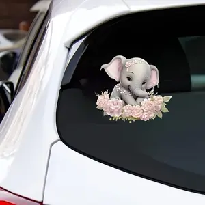 Cute Cartoon Elephant Crown Vinyl Sticker, Scratch-Resistant Smooth Surface Car Motorcycle Laptop Decal, Christmas Halloween Gift, Car Decorative Sticker, Sticker for Cars