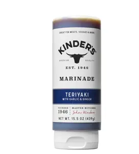 Kinder's Teriyaki Marinade and Sauce with Garlic and Ginger 15.5 oz Squeeze Bottle for Easy Flavor Enhancement in Recipes - Dip