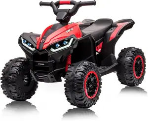 12V Kids Ride On ATV, 4 Wheeler Electric Vehicle for Toddlers, Battery Powered Toy Car for Kids 3-8 with Remote Control, Treaded Tires, LED Lights, Music, USB, Red