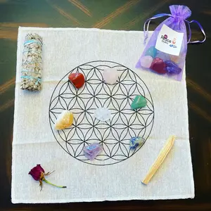 Crystal Grid 7 Chakra Flower Of Life Attract Healing Grid Kit Law of Attraction Gift Set