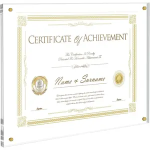 Clear  Frame for Wall, Fits11x14, 8.5x11, 8x10 and A4 Picture or Certificate, No Drill Self Adhesive Photo Frames, Diploma Frames with , Full Frame-12x15 Inch