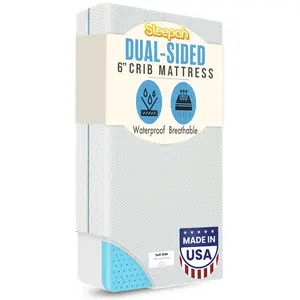 Sleepah 6" Crib Mattress Dual Sided Cooling Memory Foam for Babies & Toddlers Standard Sized Cribs (Blue)