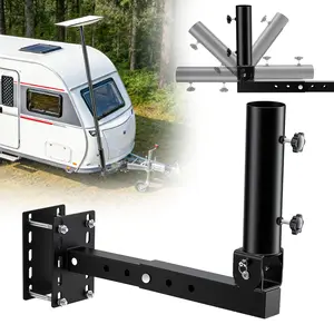 RV Starlink Mount & Flagpole Holder - 3-in-1 Design for 4" Bumper, A-Frame & Hitch - 180° Adjustable Heavy Duty RV Flag Pole Mount for Travel Trailer, SUV, Truck - Industrial Grade Steel