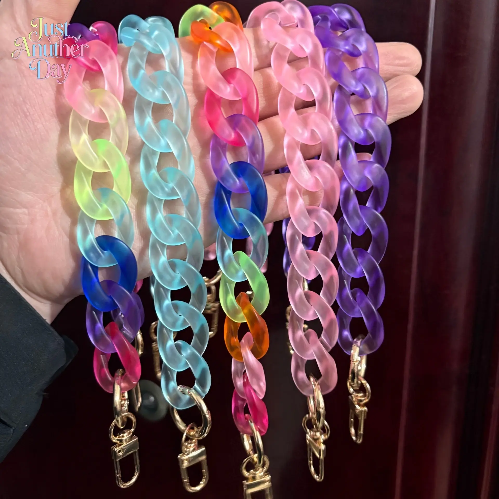 Pastel Gradient Acrylic Curb Chain, Frosted Candy Color Resin Bag Strap, Detachable Chain for Phone Straps, Crossbody Bags, Handbags & Keychains