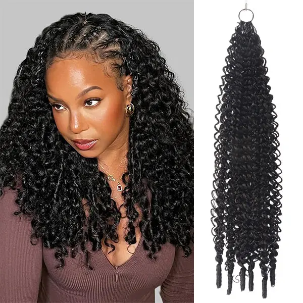 VOSILK Curly Crochet Hair 16 Inch Pre-Separated Human Hair for Women | Feather Crochet Hair 50g  Pre-Separated Spiral Curl Knotless Design Lightweight Soft Natural Black Hair Extensions