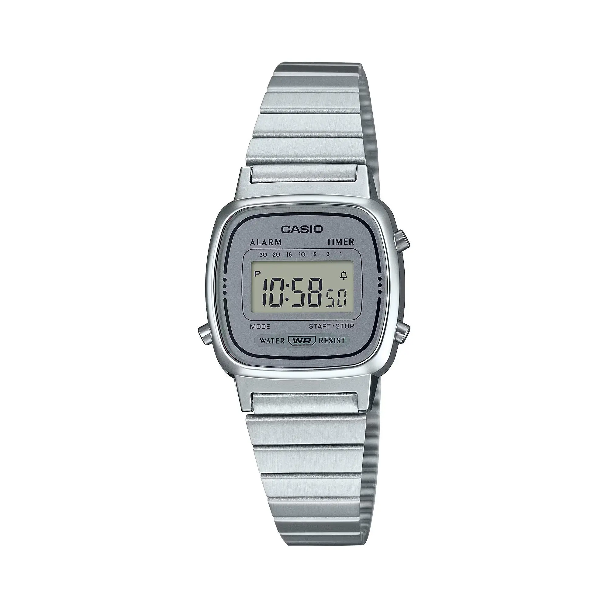Casio Women’s Silver Digital Dial Stainless Steel Bracelet Watch - Casio LA‑670WA‑7D