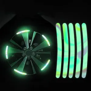 Lifebees 20 Counts Car Wheel Hub Reflective Sticker, Reflective Wheel Rim Stripe Decal Sticker, Reflective Wheel Rim Stripe Decal Sticker, Night Reflective Safety Decoration Strip for Cars, Trucks, Motorcycle (Luminous Light) waterproof car sticker
