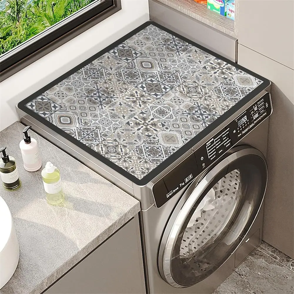 Laundry Room Washing Machine Top Mat Multiple Laundry Theme Designs Waterproof Stain Resistant Countertop Protector Mat Cover
