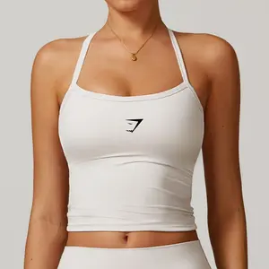 [With Logo] Gymshark  Brushed Back Beauty Yoga Tank Top Quick Dry Fitness Tops Outerwear Running Sports Vest For Women