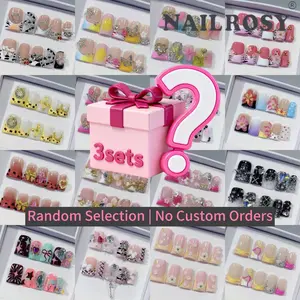 30pcs Handmade Press on Nails, Shimmery Short Duck Shape, Perfect for Weddings Birthdays Parties, Removable False Nails