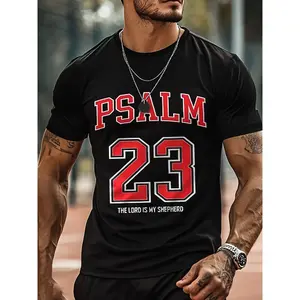 Men & Teen Psalm 91 Bible Verse T-Shirt, 3D Printed, 100% Cotton Soft Breathable Crew Neck Top