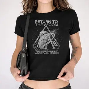 [Sale Up To 40%] Artemis II Crew Baby Tee, Return To The Moon Shirt, Lunar Flyby Vintage Graphic Tee, Retro Astronaut 90s Shirt, Space Baby Tee