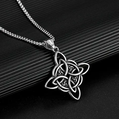 Vintage Cross Knot Necklace Celtic Guardian Knot Design Accessory Gift for Women and Men.